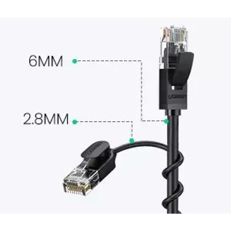 UGREEN NW122 Cat6A UTP sujungimo kabelis, RJ45, 3 m, juodos spalvos, iki 10 Gb/s