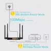 TP-Link Archer VR300 AC1200 belaidis VDSL/ADSL modeminis maršrutizatorius, Wi-Fi 5, dviejų juostų (2,4 GHz / 5 GHz), Ethernet LAN, VDSL2, juodas