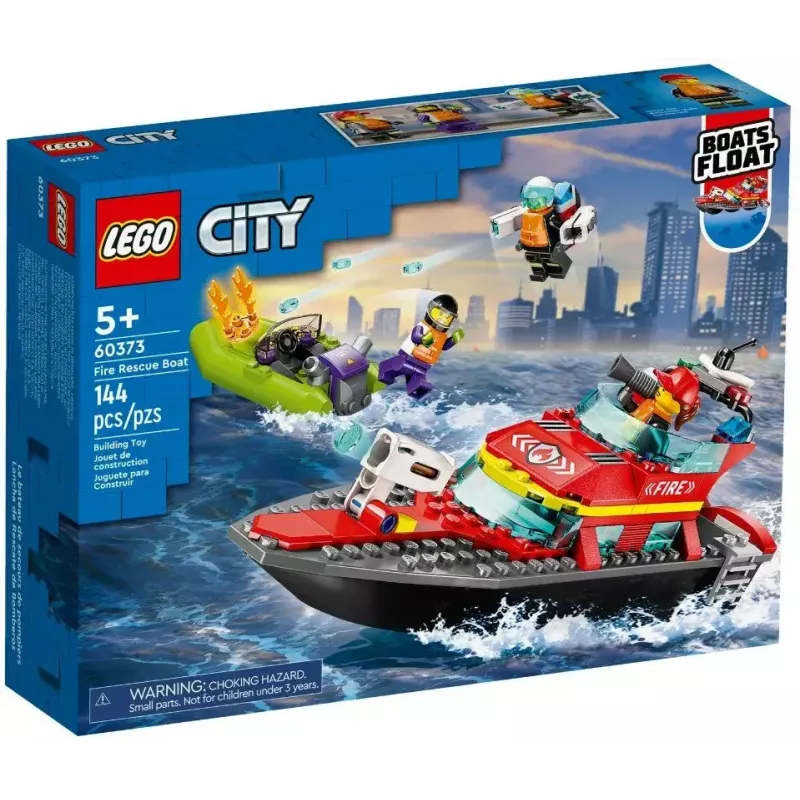 LEGO gaisrinis gelbėjimo kateris 60373 – City serija, 144 detalės, 3 minifigūrėlės, nuo 5 metų