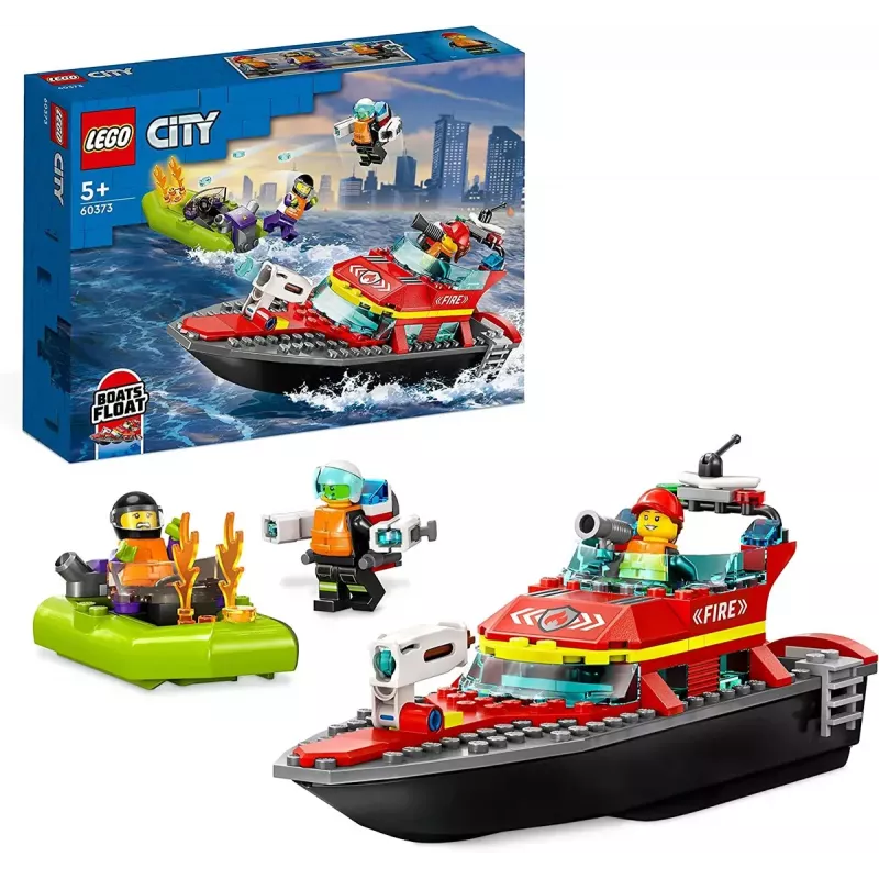 LEGO gaisrinis gelbėjimo kateris 60373 – City serija, 144 detalės, 3 minifigūrėlės, nuo 5 metų