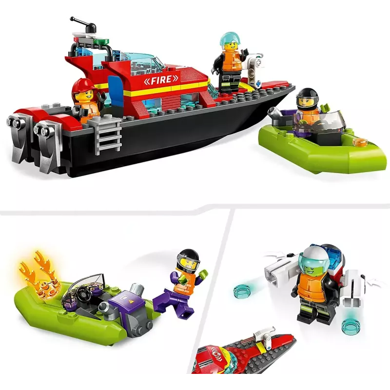 LEGO gaisrinis gelbėjimo kateris 60373 – City serija, 144 detalės, 3 minifigūrėlės, nuo 5 metų
