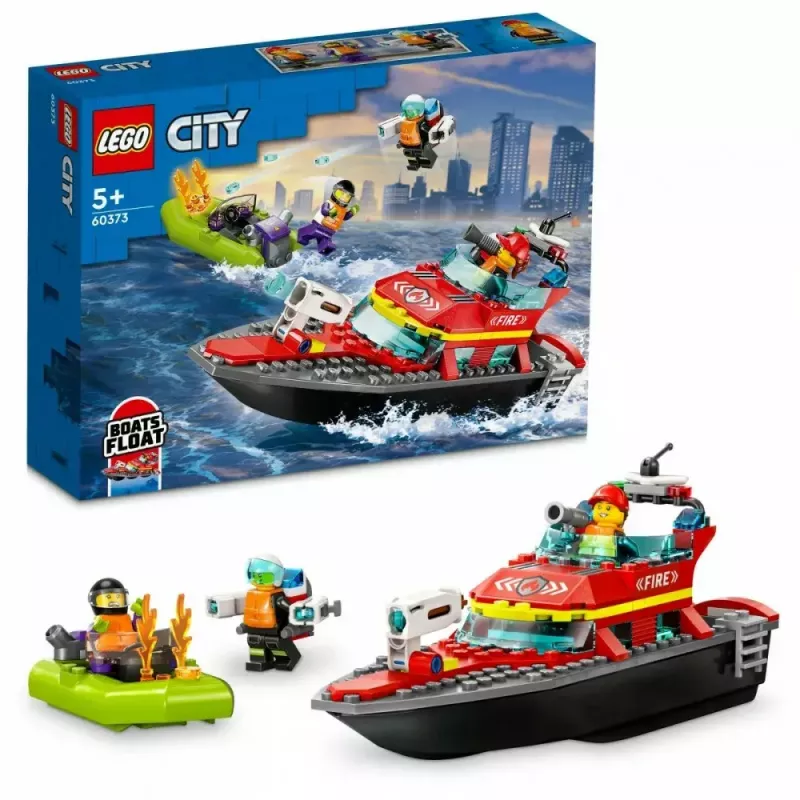 LEGO gaisrinis gelbėjimo kateris 60373 – City serija, 144 detalės, 3 minifigūrėlės, nuo 5 metų