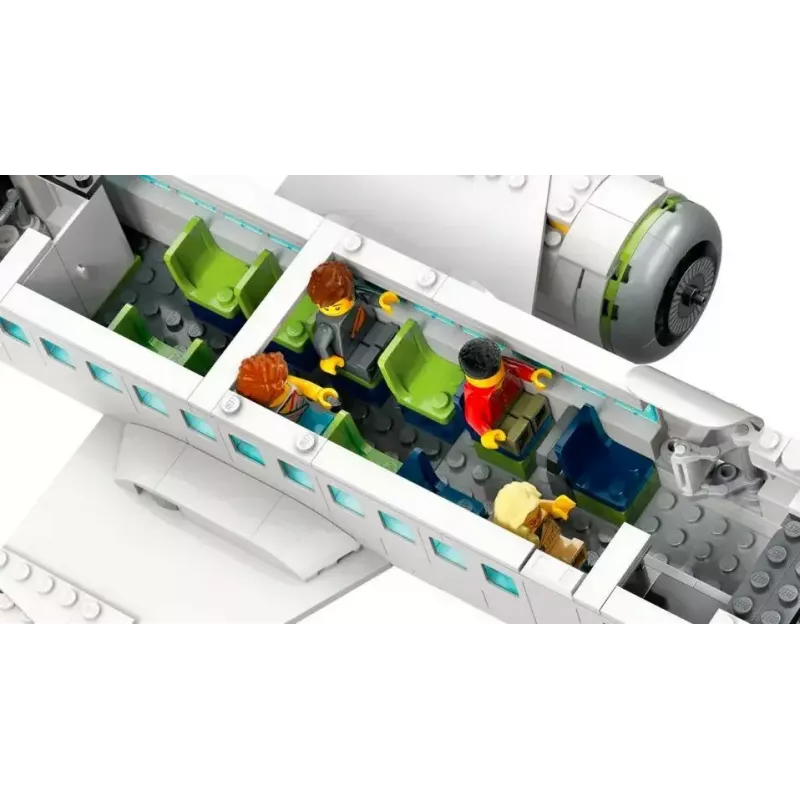 LEGO lėktuvo statybos rinkinys 60367 Keleivinis lėktuvas – City serija, 913 dalių, 8 minifigūrėlės, detalūs interjero elementai