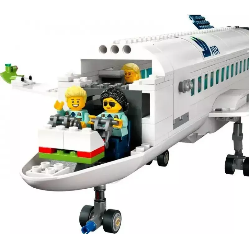 LEGO lėktuvo statybos rinkinys 60367 Keleivinis lėktuvas – City serija, 913 dalių, 8 minifigūrėlės, detalūs interjero elementai
