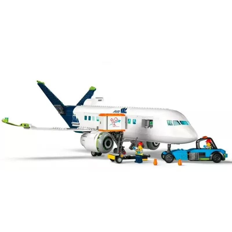 LEGO lėktuvo statybos rinkinys 60367 Keleivinis lėktuvas – City serija, 913 dalių, 8 minifigūrėlės, detalūs interjero elementai