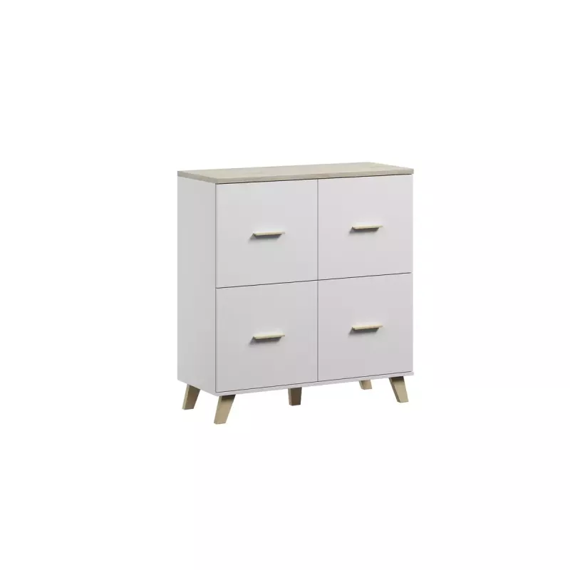 Komoda cama meble LOTTA 110 4D — 4 durys, 6 lentynų, Sonoma ąžuolo viršus, 1100×540×1190 mm