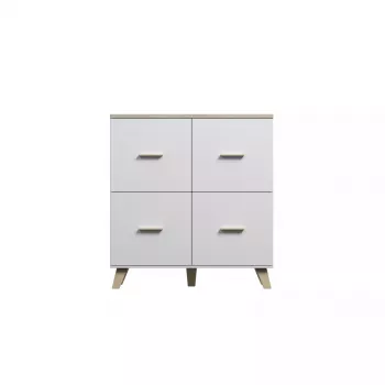 Komoda cama meble LOTTA 110 4D — 4 durys, 6 lentynų, Sonoma ąžuolo viršus, 1100×540×1190 mm