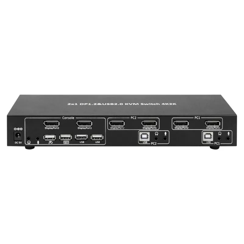 Techly IDATA DP-KVM2 KVM jungiklis, juodas