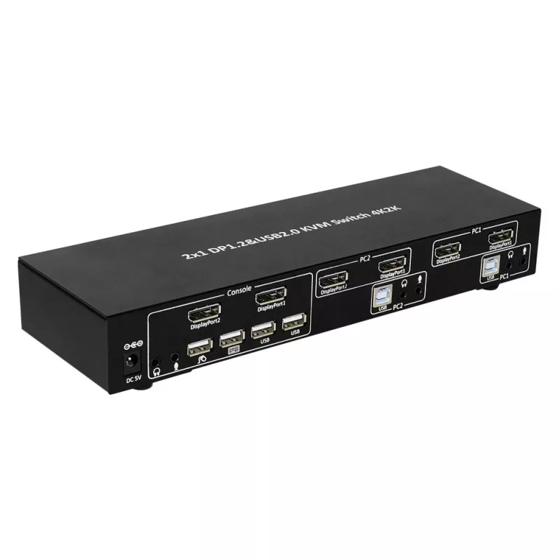 Techly IDATA DP-KVM2 KVM jungiklis, juodas