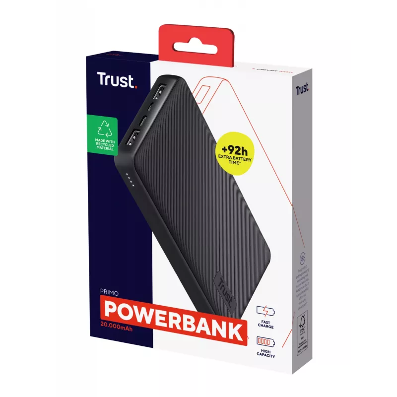 Trust Primo 20000 mAh juoda nešiojama baterija (powerbank)