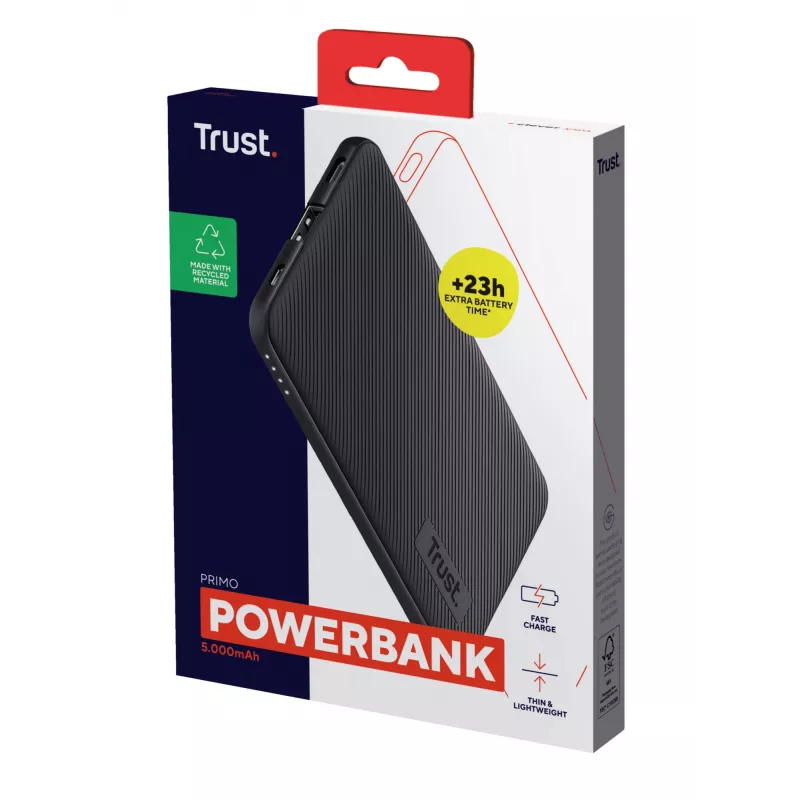 Trust Primo 5000 mAh juoda nešiojama baterija (powerbank)