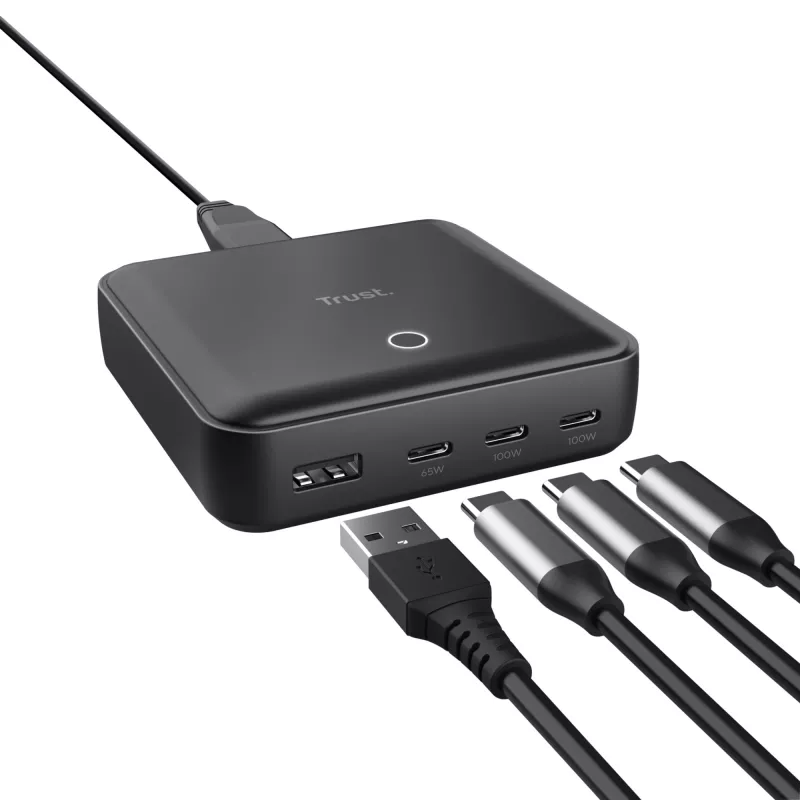 Trust Maxo Universal Black AC Indoor – 100W 4 prievadų USB stalinis įkroviklis