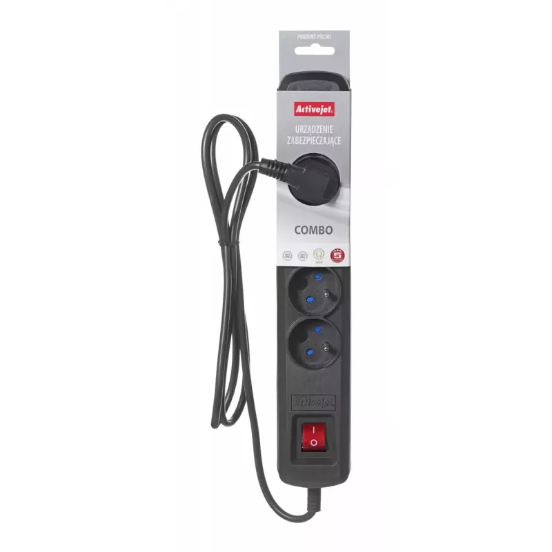 Aktyvusis maitinimo blokas ActiveJet ACJ COMBO 5G 1.5M — 5x E tipo lizdai, 1,5 m laidas, 2300 W, 10 A
