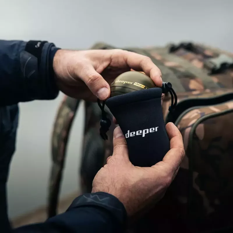 Nešiojamas žvejybos sonaras Deeper Smart Sonar CHIRP+3 Wi‑Fi — metamas belaidis sonaras, max gylis 100 m, kūgio kampai 47°/20°/7°, Wi‑Fi, GPS/GLONASS