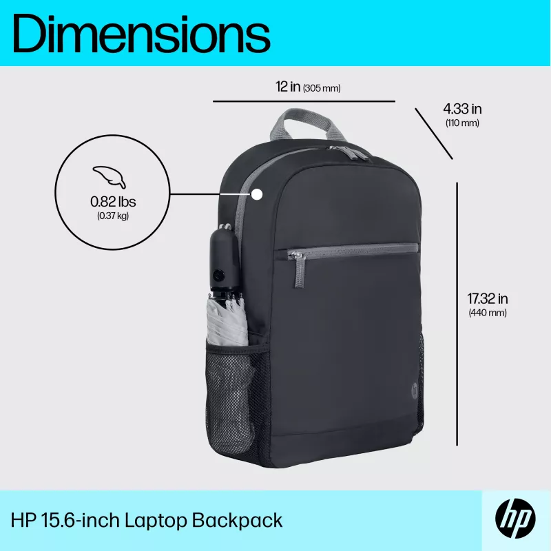 HP 15.6 colių nešiojamojo kompiuterio kuprinė, 370 g