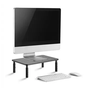 Grindinis monitoriaus stovas GEMBIRD MS-TABLE-01 — vienam ekranui, 20 kg, juodas, reguliuojamas aukštis 100–140 mm