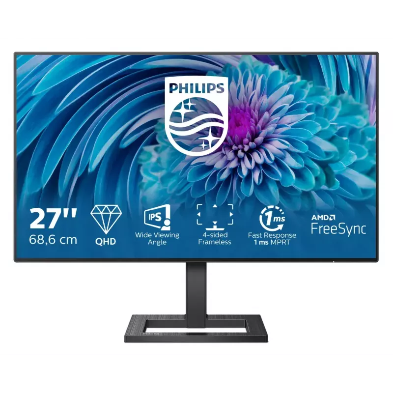 Philips E Line 275E2FAE/00 monitor 68,6 cm (27 colių) 2560 x 1440 pikselių Quad HD LED juodas