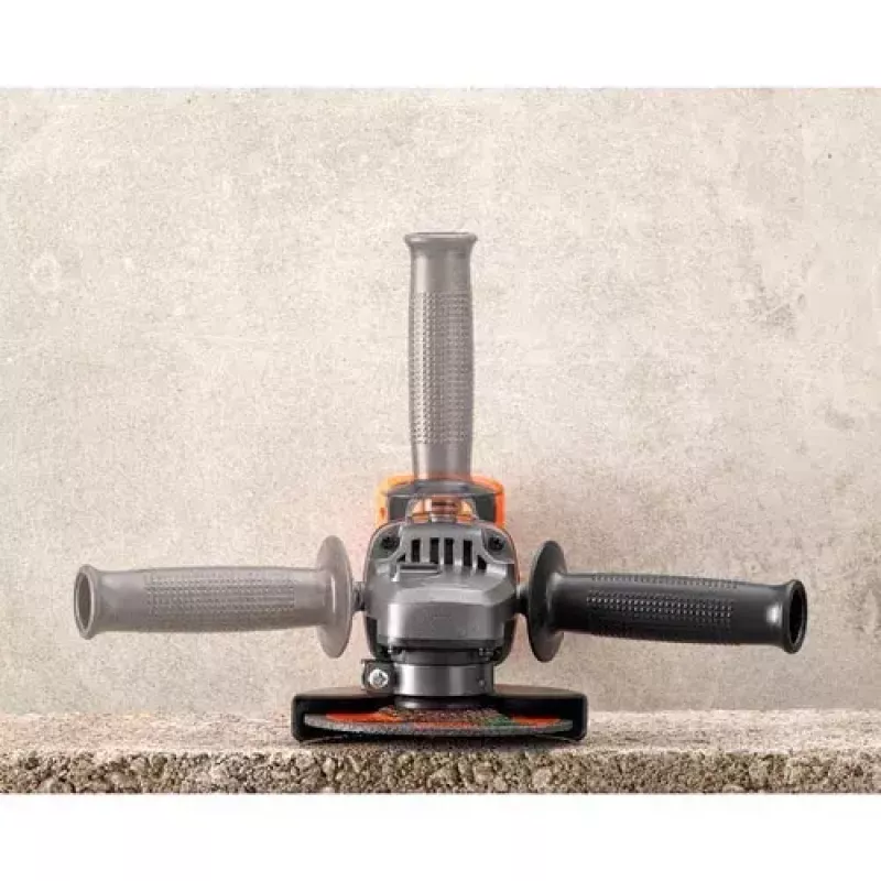 Kampinis šlifuoklis Black & Decker BCG720N – belaidis 18V Li-Ion, 12,5 cm diskas, iki 8600 aps./min., 3 rankenos padėtys
