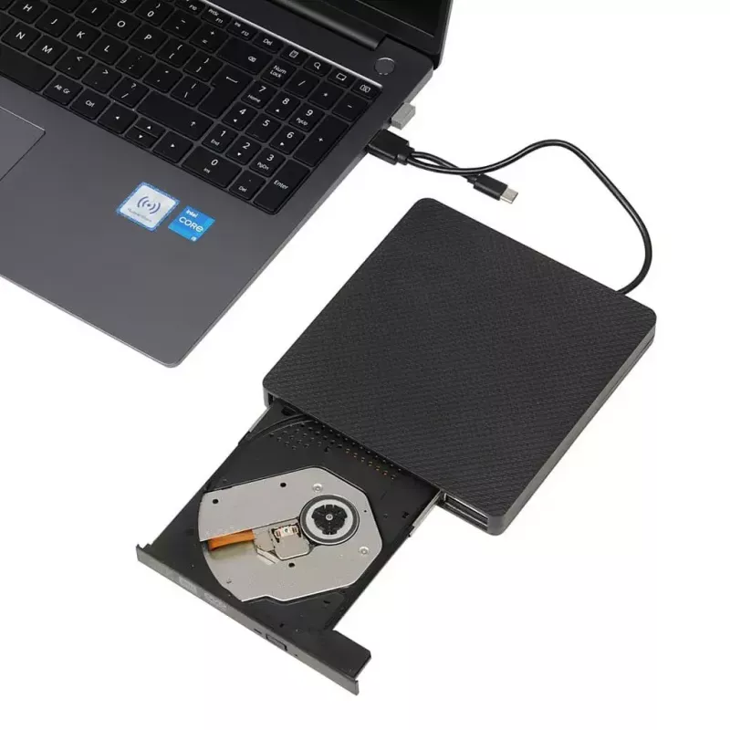 Išorinis optinis diskų įrenginys IBOX IED03 DVD±RW USB 3.1 Gen1 (USB-C) Juodas, dėklas, 24x CD / 8x DVD