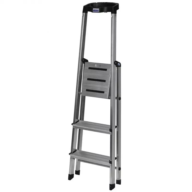 Krausės 126313 sulankstomos kopėčios – 3 laiptelių aliumininės, maks. aukštis 140 cm, apkrova 150 kg