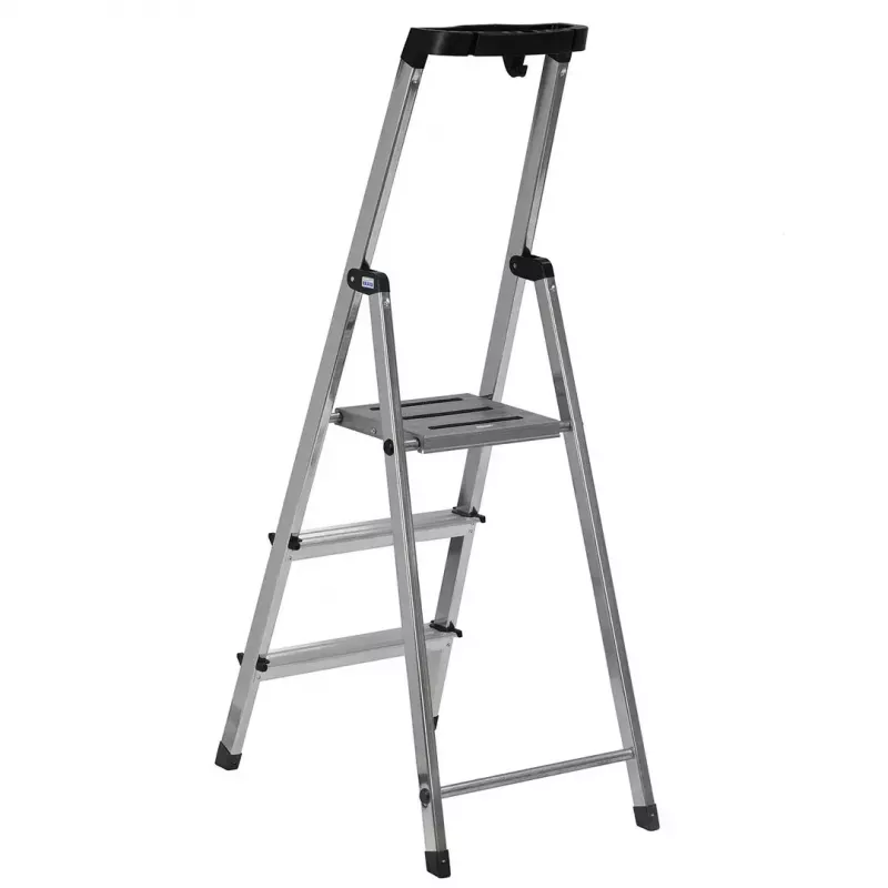 Krausės 126313 sulankstomos kopėčios – 3 laiptelių aliumininės, maks. aukštis 140 cm, apkrova 150 kg