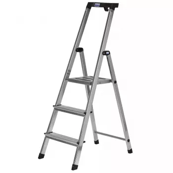 Krausės 126313 sulankstomos kopėčios – 3 laiptelių aliumininės, maks. aukštis 140 cm, apkrova 150 kg