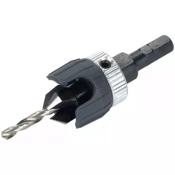 Pradinis grąžtas Wolfcraft 2544000, šešiakampis kotas, įrankių plienas, spalvotiesiems metalams, 90° gilinimas, su šešiabriauniu raktu