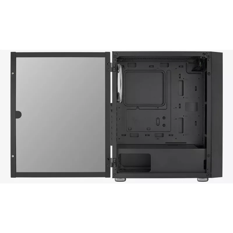 Korpusas AEROCOOL Graphite-G-BK-v2, juodas, ATX/Micro-ATX/Mini-ITX, priekyje 2×140mm + gale 1×140mm