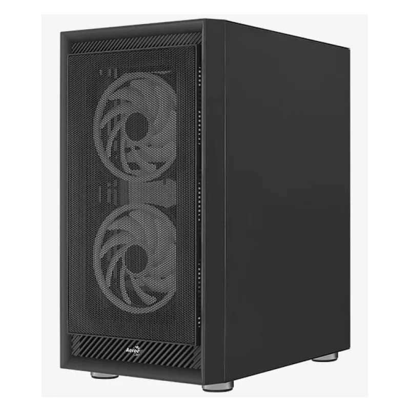 Korpusas AEROCOOL Graphite-G-BK-v2, juodas, ATX/Micro-ATX/Mini-ITX, priekyje 2×140mm + gale 1×140mm