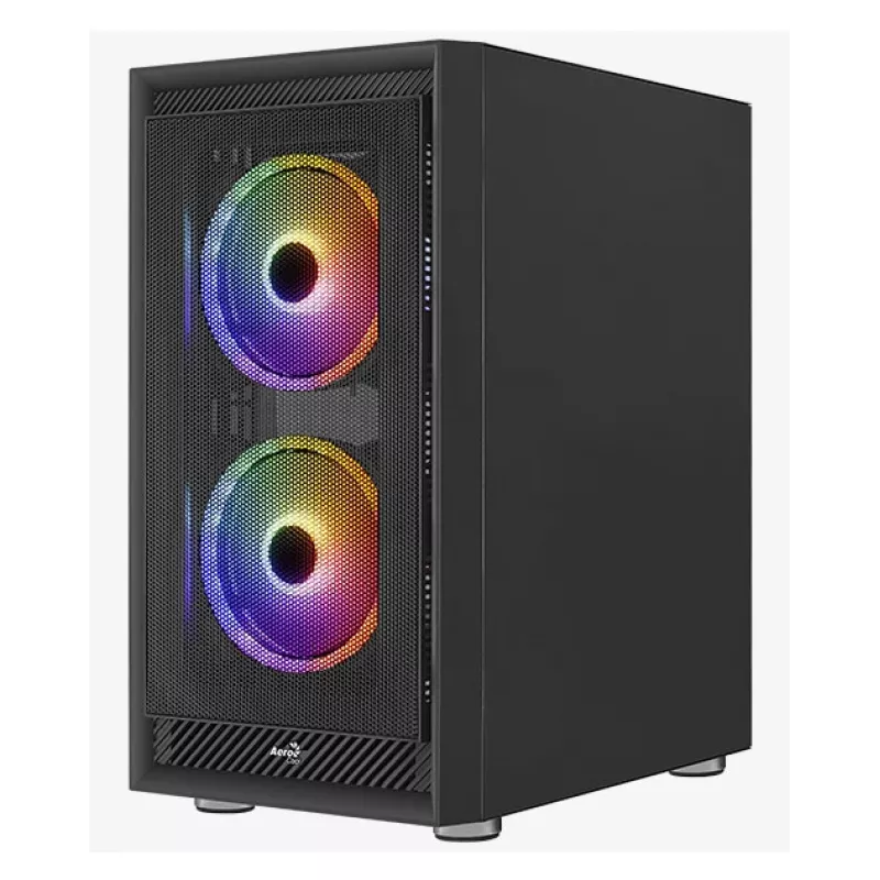 Korpusas AEROCOOL Graphite-G-BK-v2, juodas, ATX/Micro-ATX/Mini-ITX, priekyje 2×140mm + gale 1×140mm