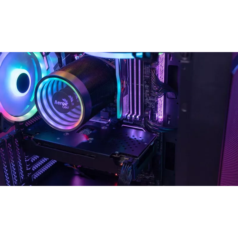 Korpusas AEROCOOL Graphite-G-BK-v2, juodas, ATX/Micro-ATX/Mini-ITX, priekyje 2×140mm + gale 1×140mm