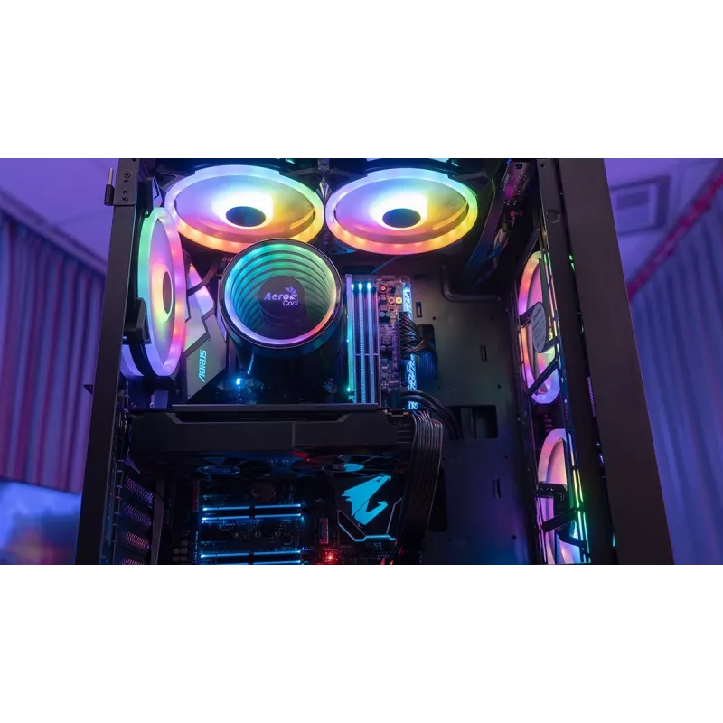 Korpusas AEROCOOL Graphite-G-BK-v2, juodas, ATX/Micro-ATX/Mini-ITX, priekyje 2×140mm + gale 1×140mm