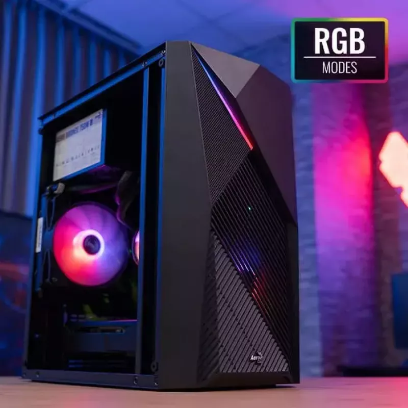 Korpusas AEROCOOL Raider Mini G V3, Mini-ITX / microATX, juodas, šoninis langas, žalias LED, max GPU 285 mm, CPU aušintuvas 159 mm