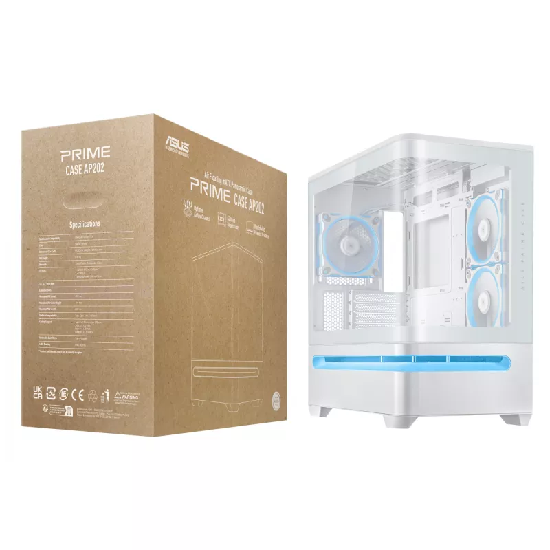 ASUS PRIME AP202 ARGB Midi bokštas Baltas