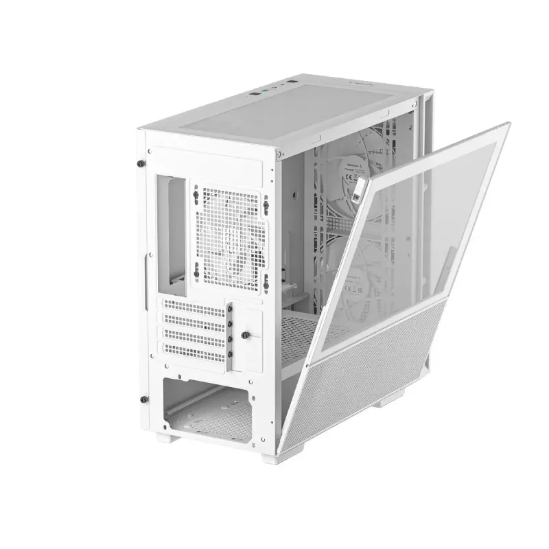 Korpusas DeepCool CH360 micro ATX baltas – grūdintas stiklas, 2x140mm priekiniai ventiliatoriai, USB-C, palaiko GPU iki 320 mm