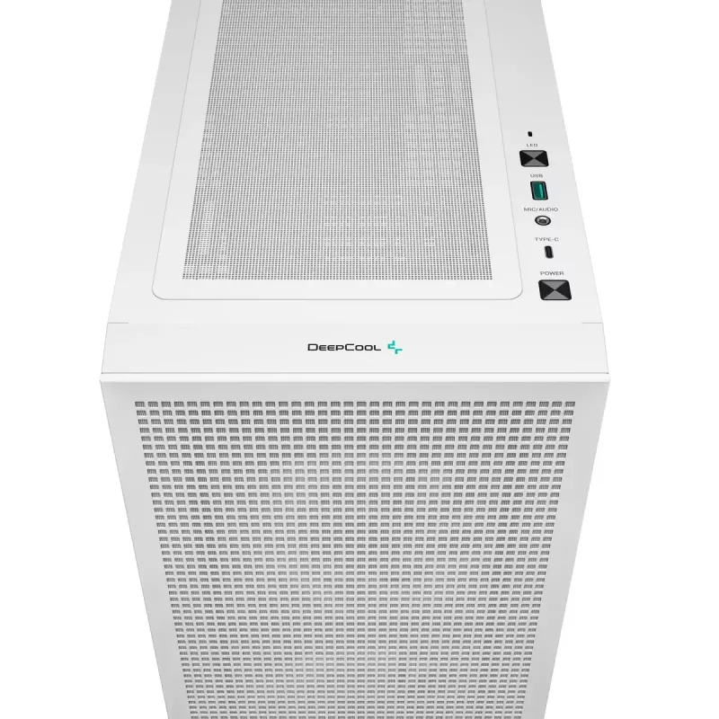 Korpusas DeepCool CH360 micro ATX baltas – grūdintas stiklas, 2x140mm priekiniai ventiliatoriai, USB-C, palaiko GPU iki 320 mm