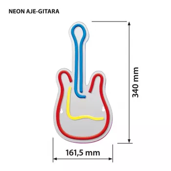 LED neoninis ženklas ActiveJet AJE-NEON GUITAR daugiaspalvis USB 5V, 240×176×20 mm, montuojamas ant paviršiaus
