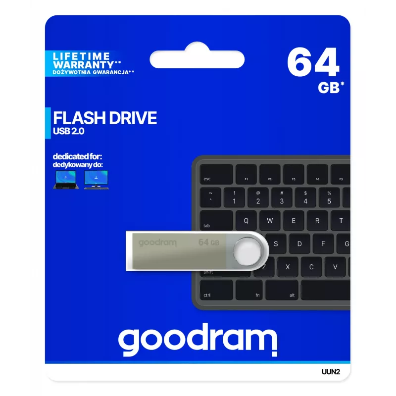 Goodram UUN2 USB atmintukas 64 GB USB Type-A 2.0 Sidabrinis
