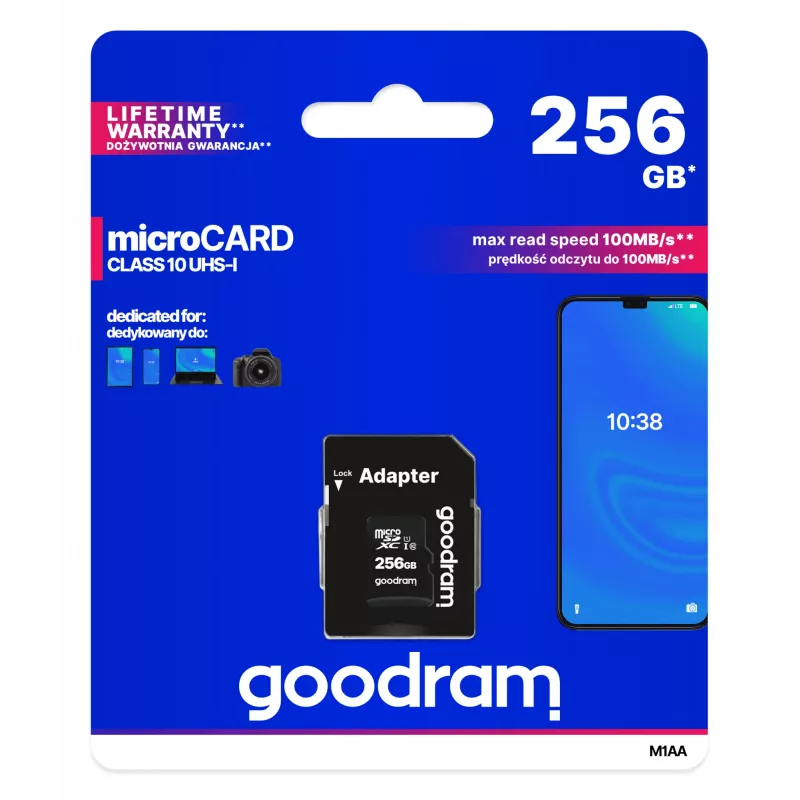 Goodram M1AA 256 GB MicroSDXC UHS-I Class 10 atminties kortelė