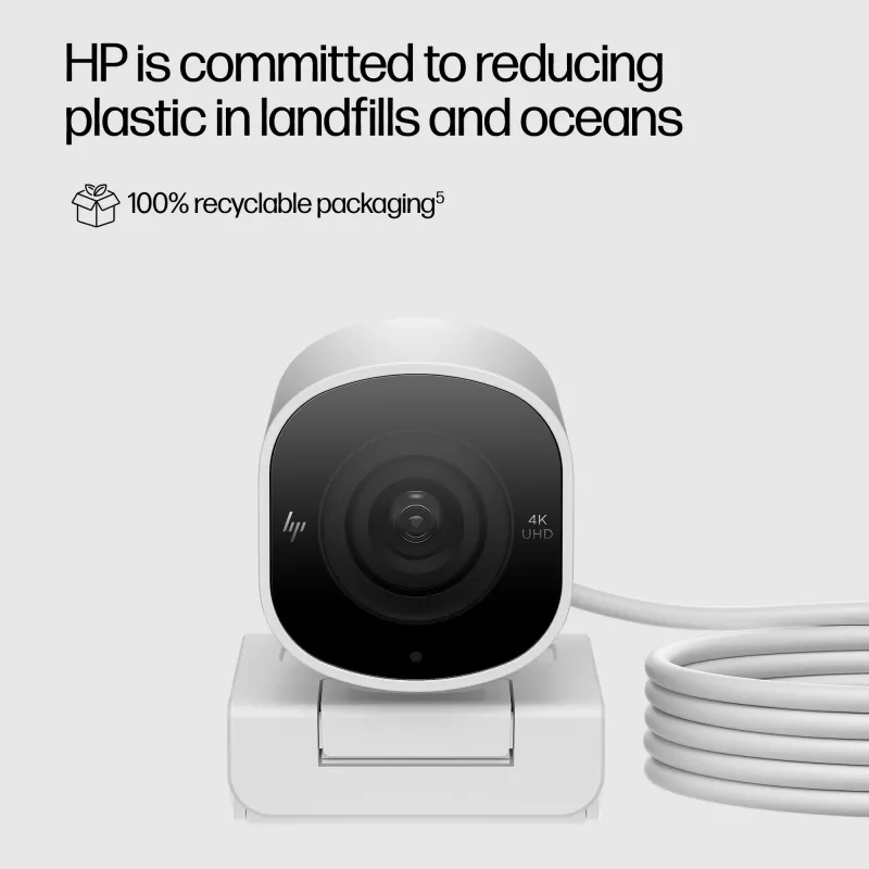 HP 960 4K srautinio transliavimo internetinė kamera, 8 MP, 3840 x 2160 pikselių, 4K Ultra HD, 30 kadrų/s, 5x, skirta namams
