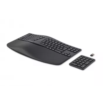 HP 960 ergonominė belaidė klaviatūra, pilno dydžio (100 %), belaidė, RF Wireless + Bluetooth, membraninė, QWERTY, juoda