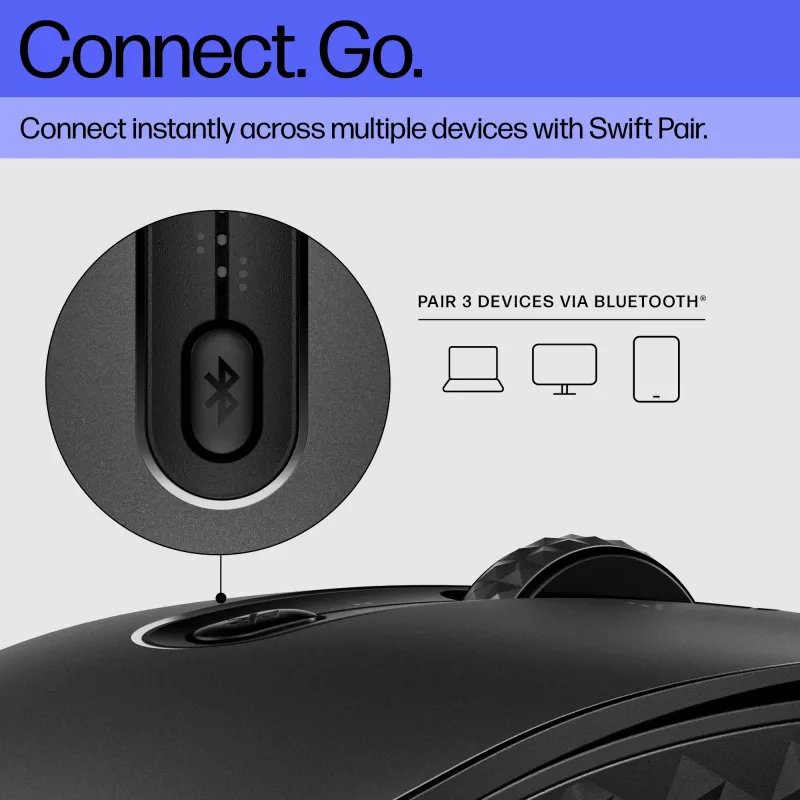 HP 690 belaidė įkraunama pelė, ambidekstrinė, Bluetooth, 4000 DPI, juoda
