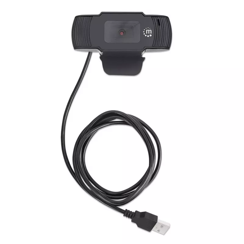 Manhattan USB vaizdo kamera, 2 MP, 1080p Full HD, USB-A, įmontuotas mikrofonas, reguliuojamas spaustukas, 30 kadrų per sekundę, juoda, trejų metų garantija
