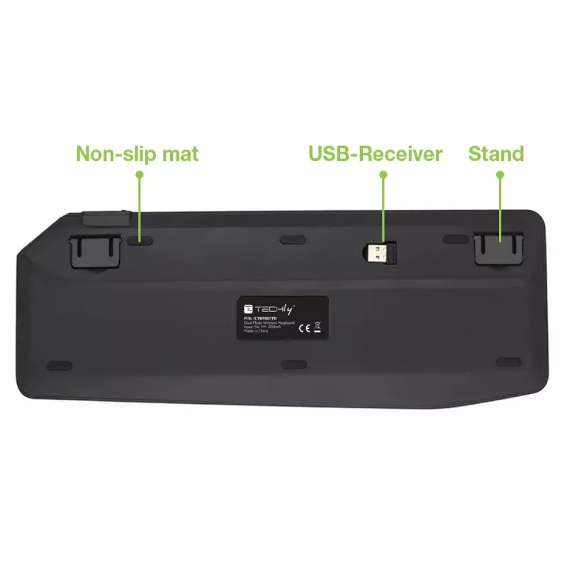 Techly ICTB9801TB belaidė klaviatūra RF Wireless + Bluetooth QWERTY JAV anglų juoda