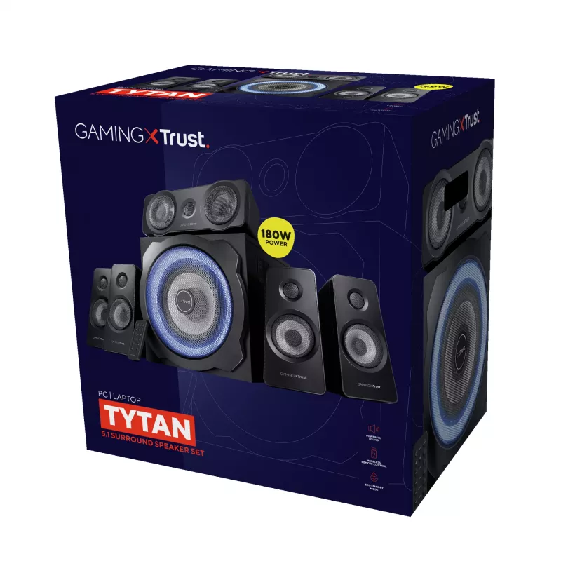 Trust GXT 658 Tytan 5.1 garsiakalbių rinkinys 90 W Universal Black 5.1 kanalų