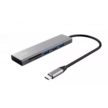 Trust Halyx USB 3.2 Gen 1 tipo C 3 prievadų USB šakotuvas su SD kortelių skaitytuvu, aliuminis