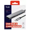 Trust Halyx USB 3.2 Gen 1 tipo C 3 prievadų USB šakotuvas su SD kortelių skaitytuvu, aliuminis