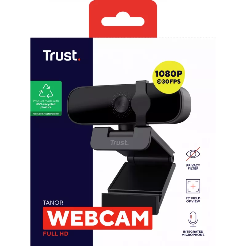 Trust Tanor internetinė kamera Full HD 1920x1080 USB juoda