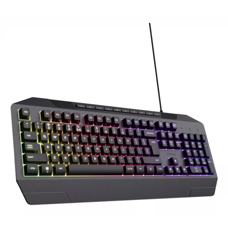 Žaidimų klaviatūra TRUST GXT 836 Evocx USB QWERTY JAV anglų, RGB apšvietimas, riešo atrama, 114 klavišų, 110 % išdėstymas