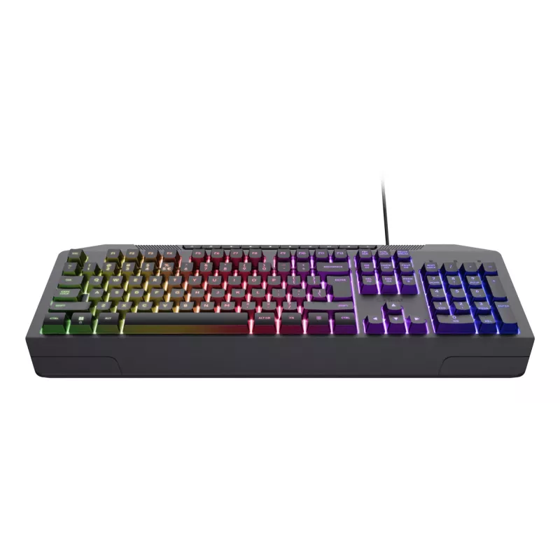 Žaidimų klaviatūra TRUST GXT 836 Evocx USB QWERTY JAV anglų, RGB apšvietimas, riešo atrama, 114 klavišų, 110 % išdėstymas